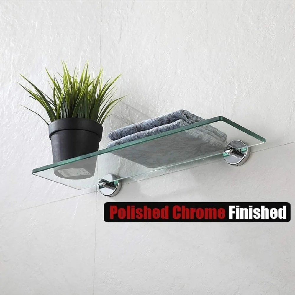 JQK Bathroom Glass Shelf Chrome